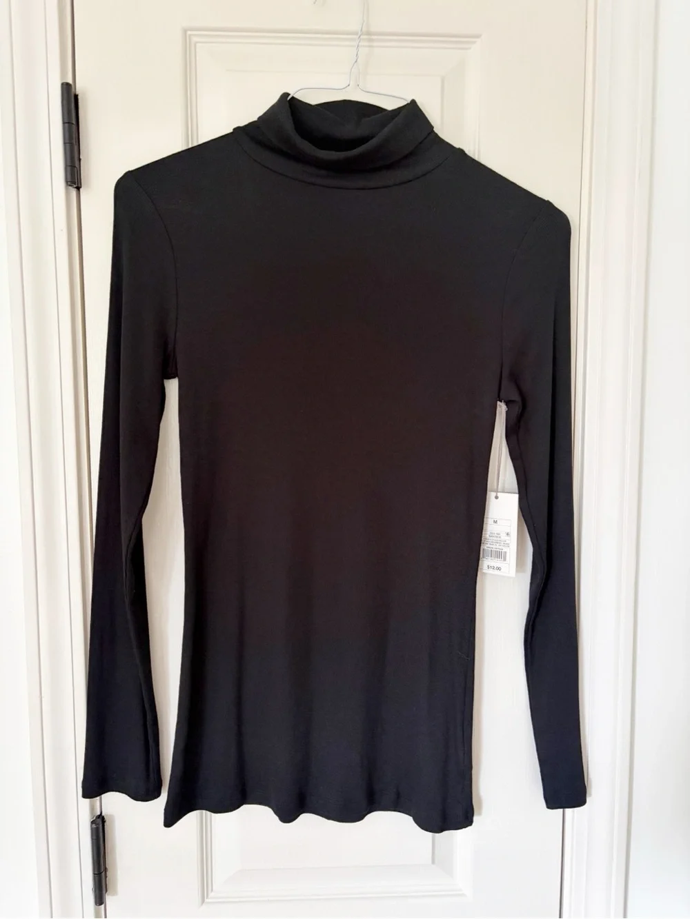 a new day Black Long Sleeve Ribbed Top turtle neck medium new with tags - Picture 1 of 6